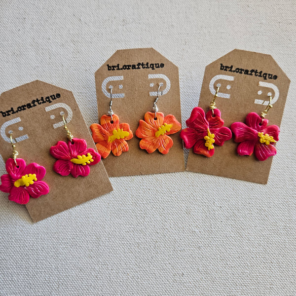 Fruit Punch Hibiscus Clay Earrings