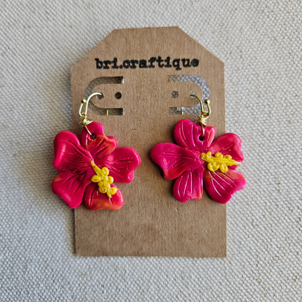Fruit Punch Hibiscus Clay Earrings