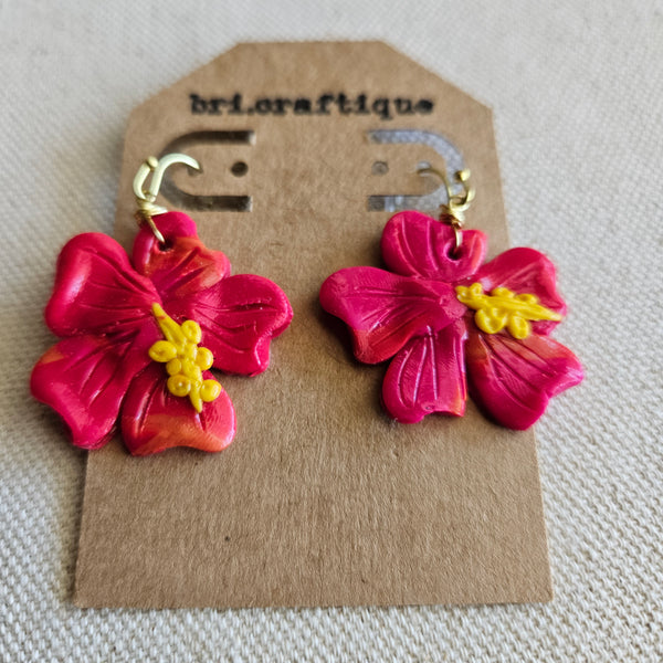 Fruit Punch Hibiscus Clay Earrings