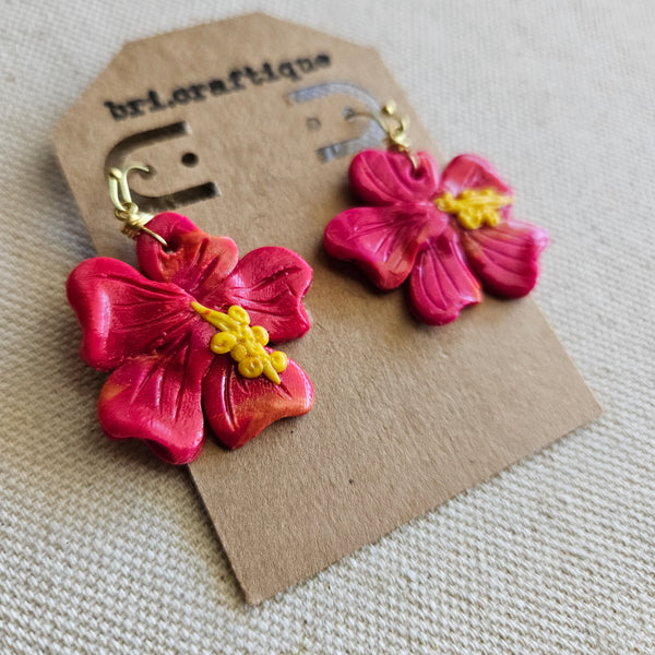 Fruit Punch Hibiscus Clay Earrings