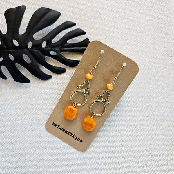 Orange Sunburst Dangle Earrings