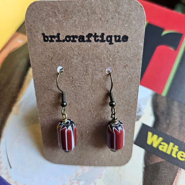 Burgundy Chevron Drop Earrings