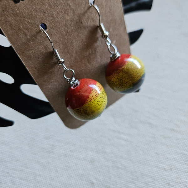 Striped Ceramic Sphere Drop Earrings
