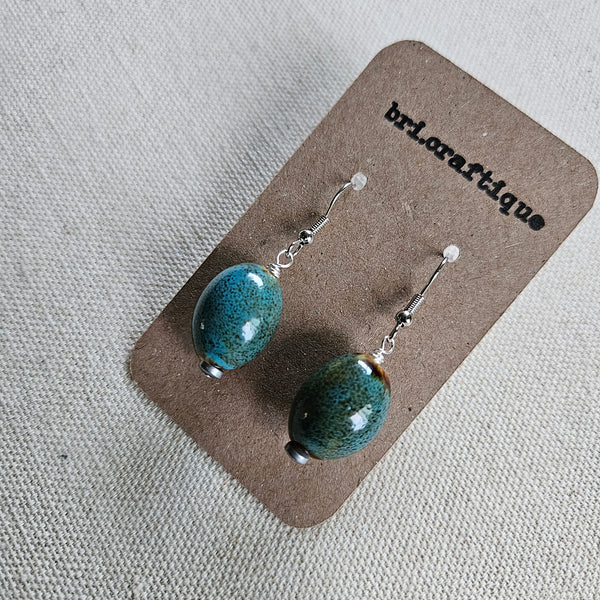 Washed Blue Ceramic  Drop Earrings