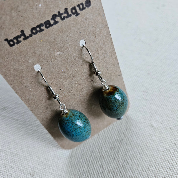 Washed Blue Ceramic  Drop Earrings