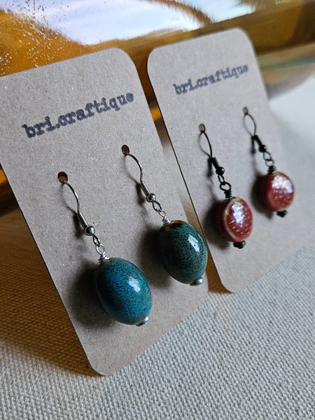Washed Blue Ceramic  Drop Earrings