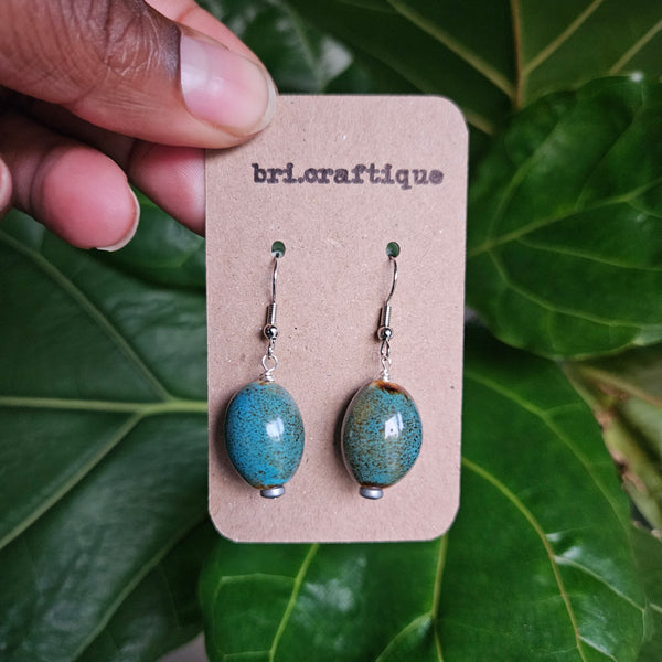 Washed Blue Ceramic  Drop Earrings