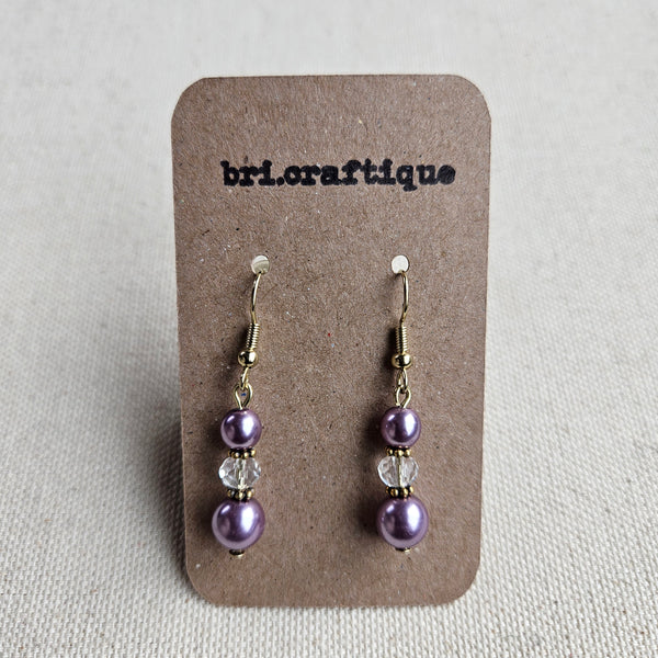 Purple Pearl Drop Earrings