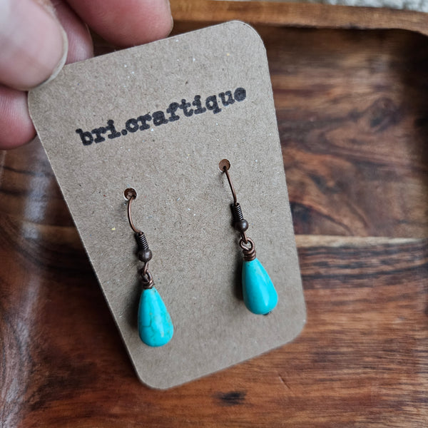 Turquoise Stone Teardrop Earrings