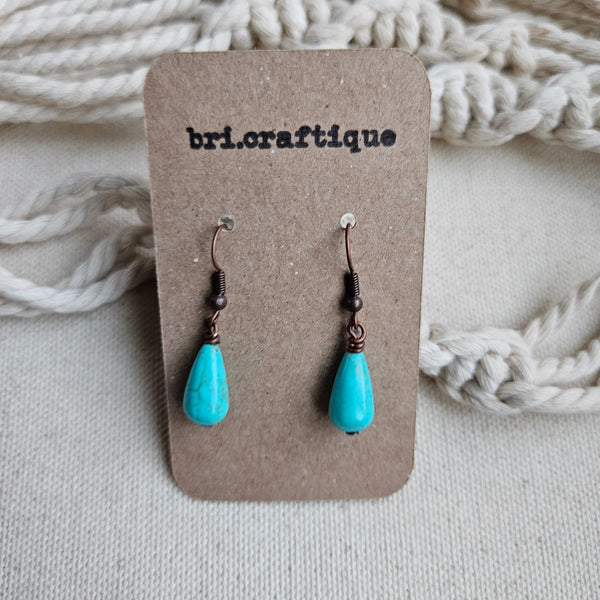 Turquoise Stone Teardrop Earrings