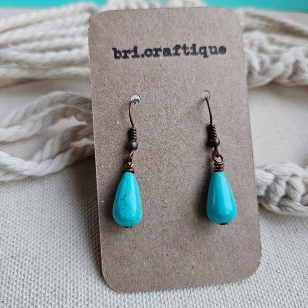 Turquoise Stone Teardrop Earrings