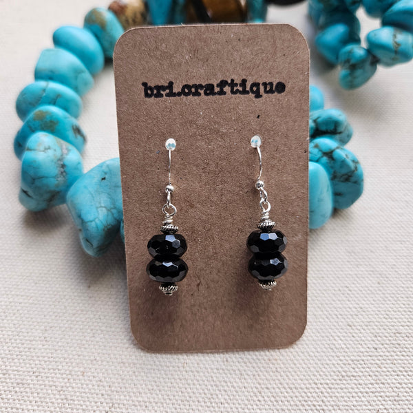 Faceted Onyx Drop Earrings