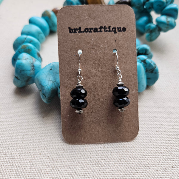 Faceted Onyx Drop Earrings