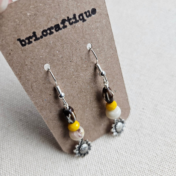 Sunflower Beaded Drop Earrings