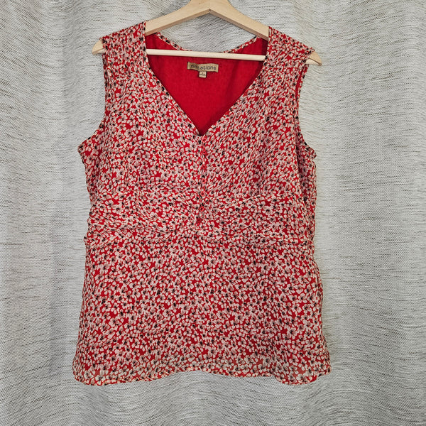 Red Floral Tank Blouse