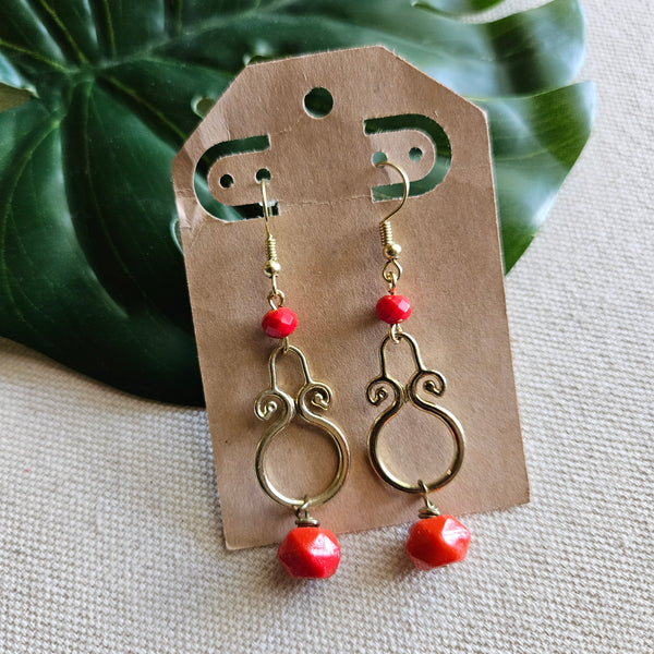 Tropical Red Dangle Earrings