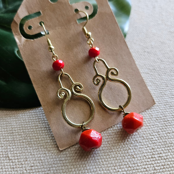 Tropical Red Dangle Earrings