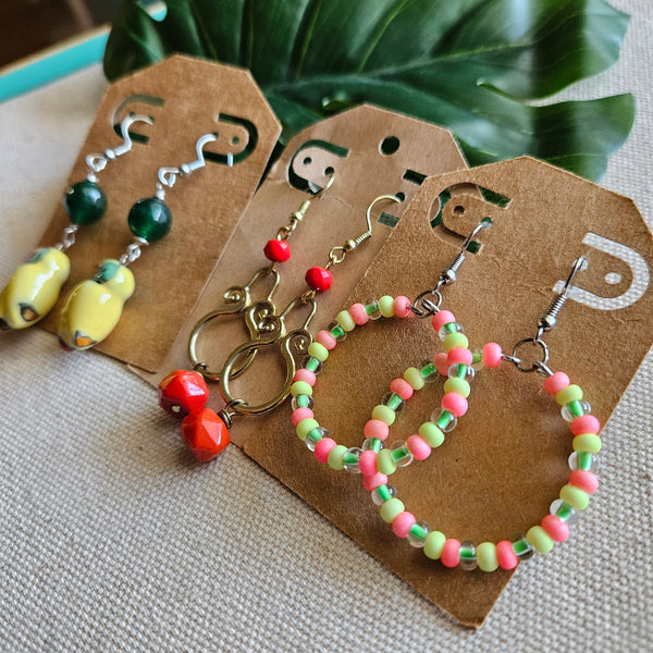 Tropical Red Dangle Earrings