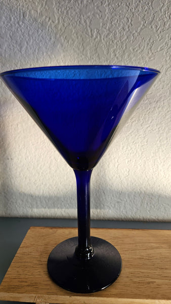 Retro Cobalt Blue Martini Glasses - Set of 2