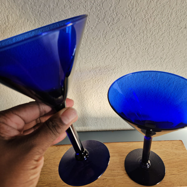Retro Cobalt Blue Martini Glasses - Set of 2