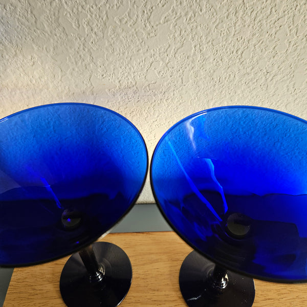Retro Cobalt Blue Martini Glasses - Set of 2
