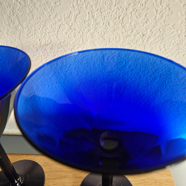 Retro Cobalt Blue Martini Glasses - Set of 2