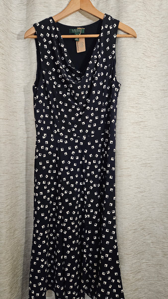 Lauren | Ralph Lauren - Retro Navy + White Abstract Dot Dress