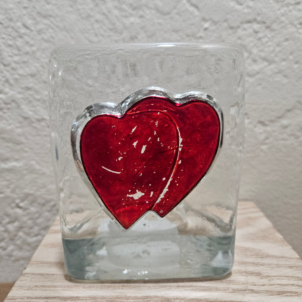 Eclectic Glass Heart Candleholders - Set of 2