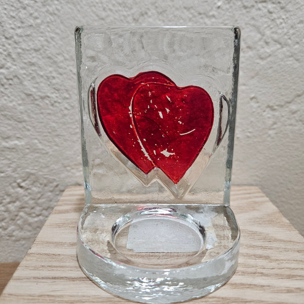 Eclectic Glass Heart Candleholders - Set of 2