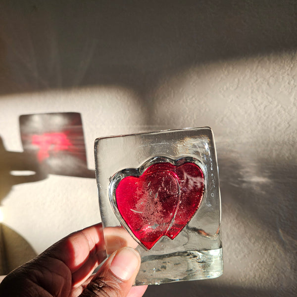 Eclectic Glass Heart Candleholders - Set of 2