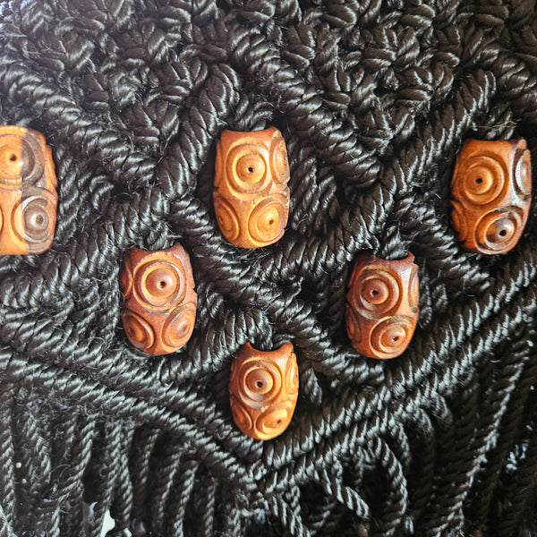 Black Macrame Purse with Wooden Beads