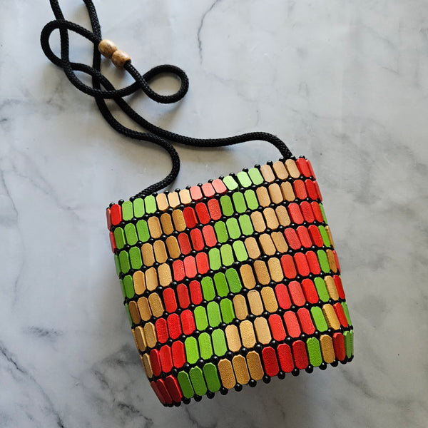 African-Rasta Wood Beaded Purse