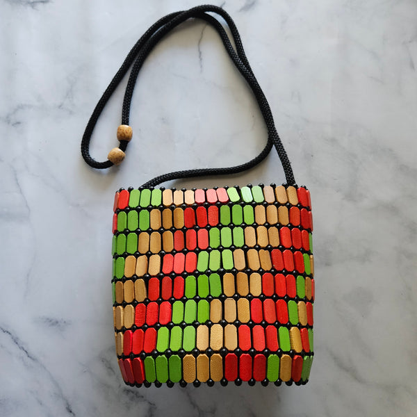 African-Rasta Wood Beaded Purse