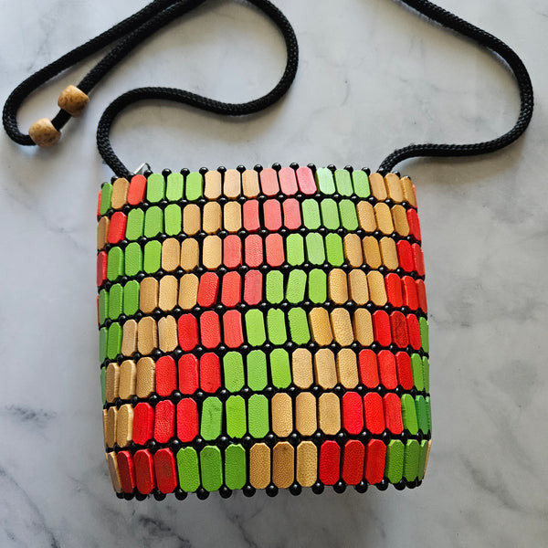 African-Rasta Wood Beaded Purse