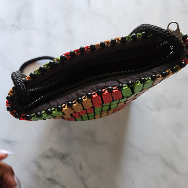 African-Rasta Wood Beaded Purse