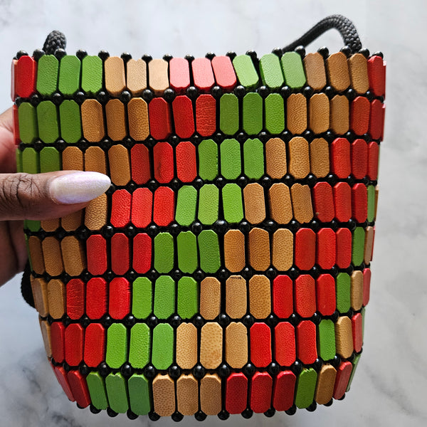 African-Rasta Wood Beaded Purse