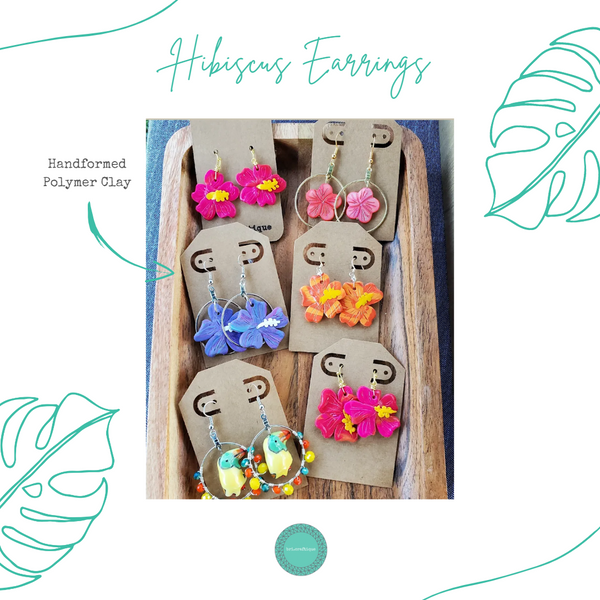 Fruit Punch Hibiscus Clay Earrings
