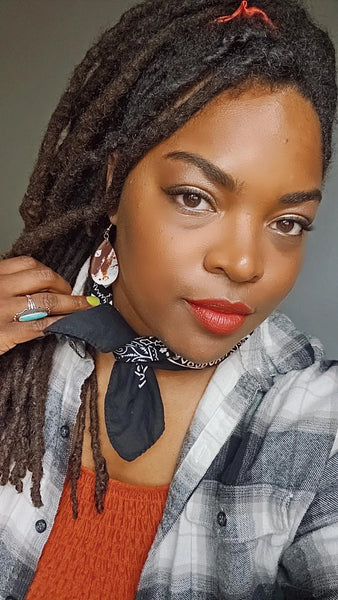 Appaloosa Print No.2 Leather Clay Teardrop Earrings