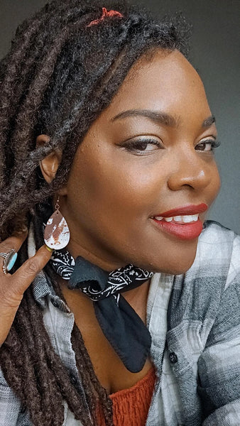 Appaloosa Print No.2 Leather Clay Teardrop Earrings