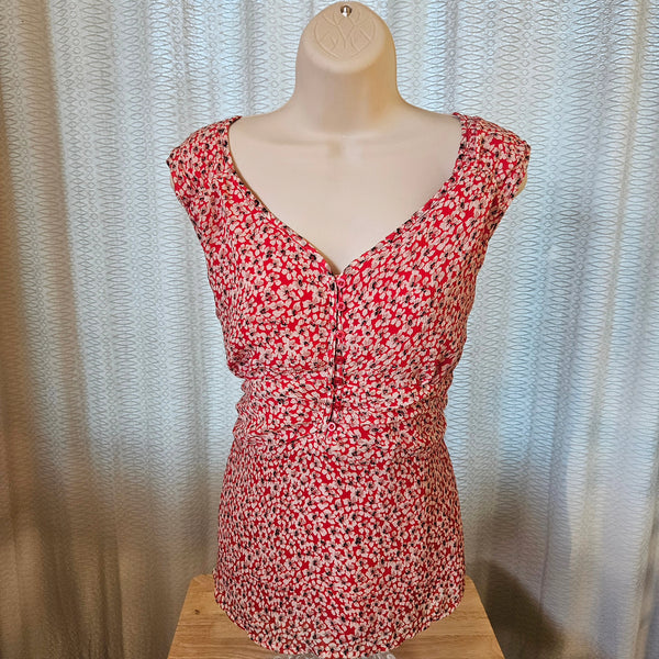 Red Floral Tank Blouse