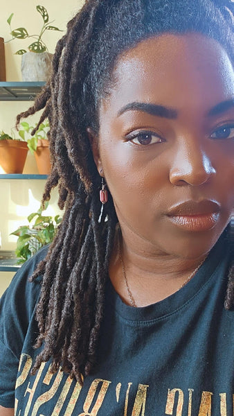 Burgundy Chevron Drop Earrings