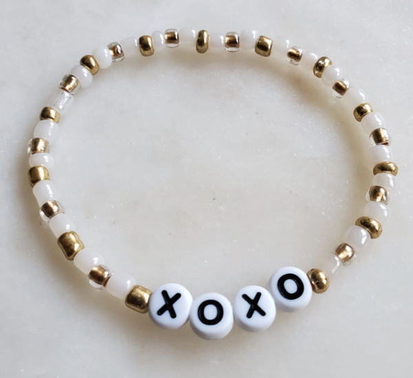 XOXO - White Mix Word Beaded Bracelet