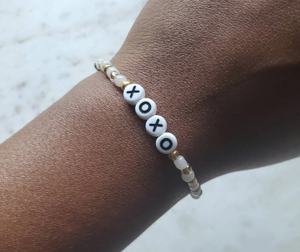 XOXO - White Mix Word Beaded Bracelet