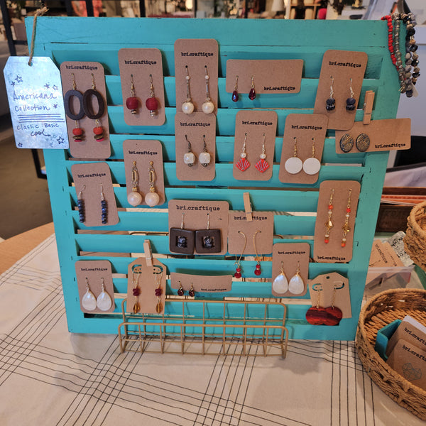 Urban Square Wood and Sodalite Earrings