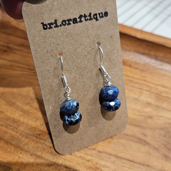 Faceted Sodalite Gem Drop Earrings