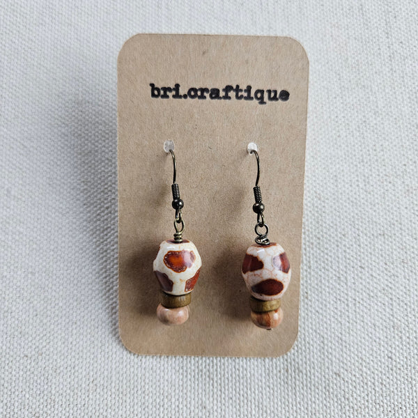 Giraffe, Agate and Wood Drop Earrings