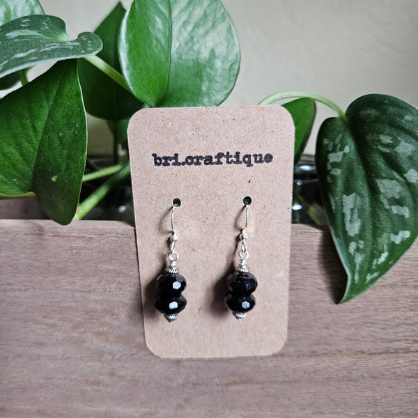 Faceted Onyx Drop Earrings