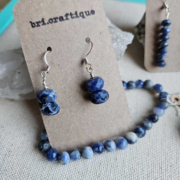 Faceted Sodalite Gem Drop Earrings