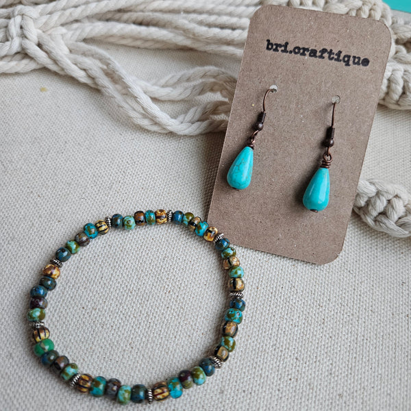 Patina Glass Beaded Bracelet