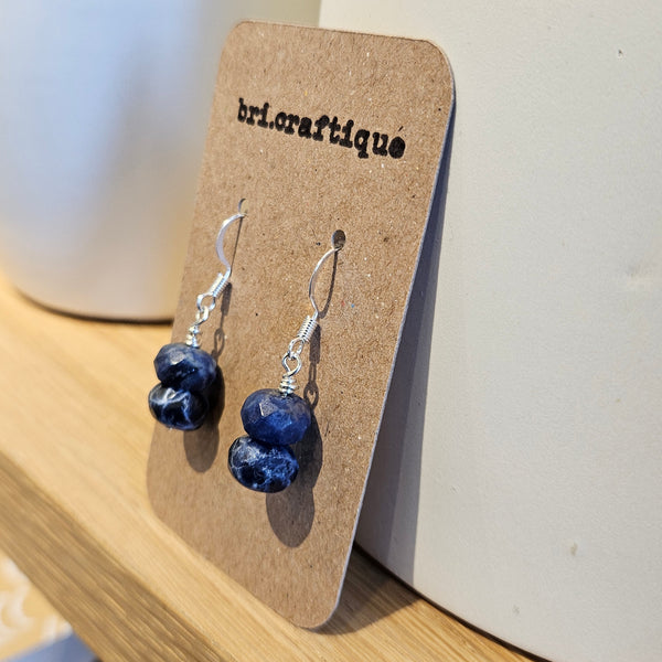 Faceted Sodalite Gem Drop Earrings